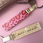 Personalised Pink Leopard Pink Glitter Stick Keyring, thumbnail 1 of 3