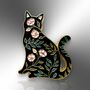 Floral Black Cat Enamel Pin Badge, Friendship Jewellery Gift, Botanical Cat Brooch, Unusual Gift, thumbnail 3 of 8