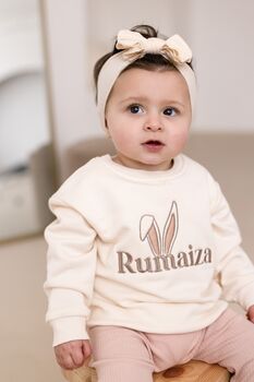 Easter Bunny Ears Personalised Name Embroidered Child's Sweatshirt Jumper, 4 of 7