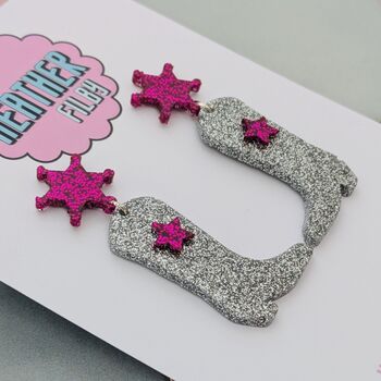 Cowboy Boot Glitter Resin Earrings, 2 of 12