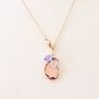 Golden Necklace With Pink Crystal And Amethyst Charm, thumbnail 3 of 7