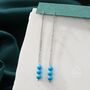 Sterling Silver Genuine Blue Turquoise Gemstone Ear Threaders, thumbnail 4 of 10