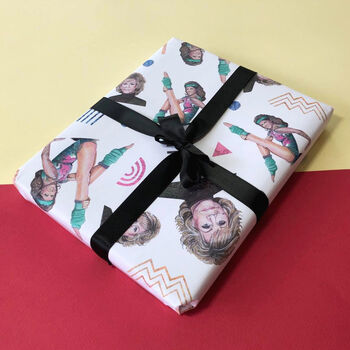 Jane Fonda Wrapping Paper, 80s Retro Gift Wrap, 4 of 4