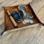 Personalised Burnt Tan Square Leather Desk Accessories Tray, thumbnail 1 of 12