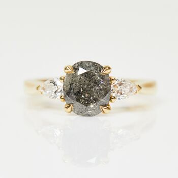 18ct Gold Grey Oval Diamond Engagement Ring, 2 of 5