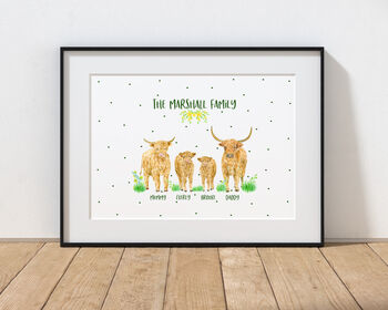 Personalised Highland Cattle Print, 3 of 5