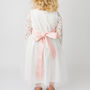 Long Sleeve White Lace Tulle Flower Girl Dress, thumbnail 6 of 11
