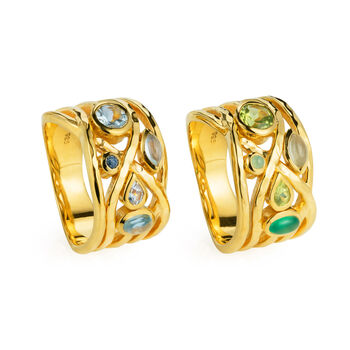 Gold Vermeil Cocktail Ring Blue Gemstones Liana, 8 of 9