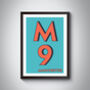 M9 Manchester Typography Postcode Print, thumbnail 2 of 8