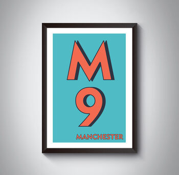 M9 Manchester Typography Postcode Print, 2 of 8