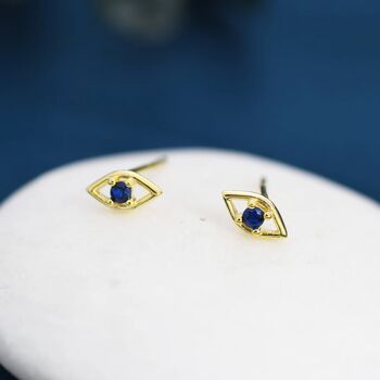 Sterling Silver Tiny Evil Eye Stud Earrings, 6 of 9