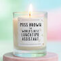 World's Best Lunchtime Assistant Gift Personalised Candle, thumbnail 1 of 6