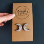 Crescent Moon Stud Earrings, Silver And Grey, thumbnail 2 of 3