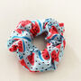 Blue And Red Watermelon Pattern Hair Scrunchie, thumbnail 3 of 3
