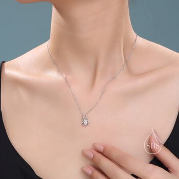 Sterling Silver Tiny Stag Beetle Pendant Necklace, 7 of 12