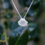 Clam Shell Silver Tone Pendant Necklace, thumbnail 1 of 4
