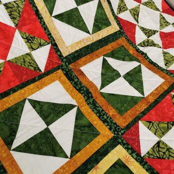 Patchwork Table Runner, Deep Reds, Greens And Browns, 4 of 8