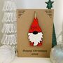 Personalised Gonk Christmas Card Wood Gnome Decoration, thumbnail 3 of 10