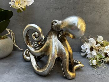 Silver Octopus Wine Bottle Holder Fun Freestanding Rack, 8 of 12