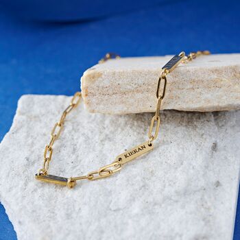 Gold Multiple Engraved Name Paper Clip Chain Necklace, 5 of 10