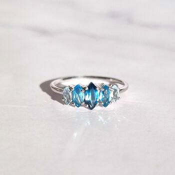 Ombre Blue Topaz Ring In Silver And Gold Vermeil, 2 of 11