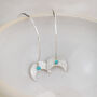 Sterling Silver Moon And Turquoise Hoop Earrings, thumbnail 1 of 4