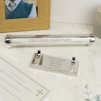 Christening Gifts Certificate Holder Silver Plated, 5 of 6