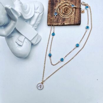 Customized Layered Evil Eye Initial Choker Necklace, 4 of 4