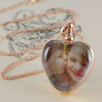 Heart Glass Photo Locket Sterling Silver Necklace, 4 of 6