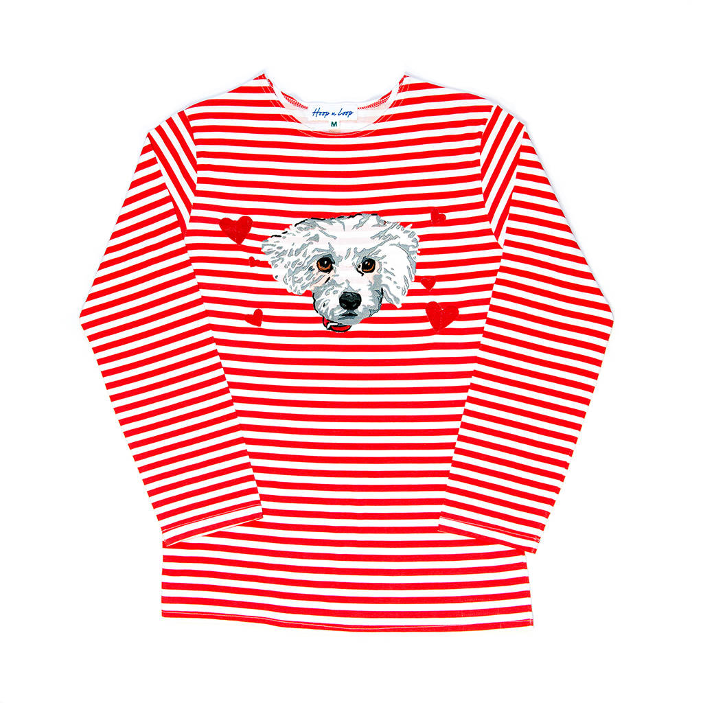 Personalised Pet Embroidered Long Sleeve Stripy T Shirt By HOOP N LOOP ...