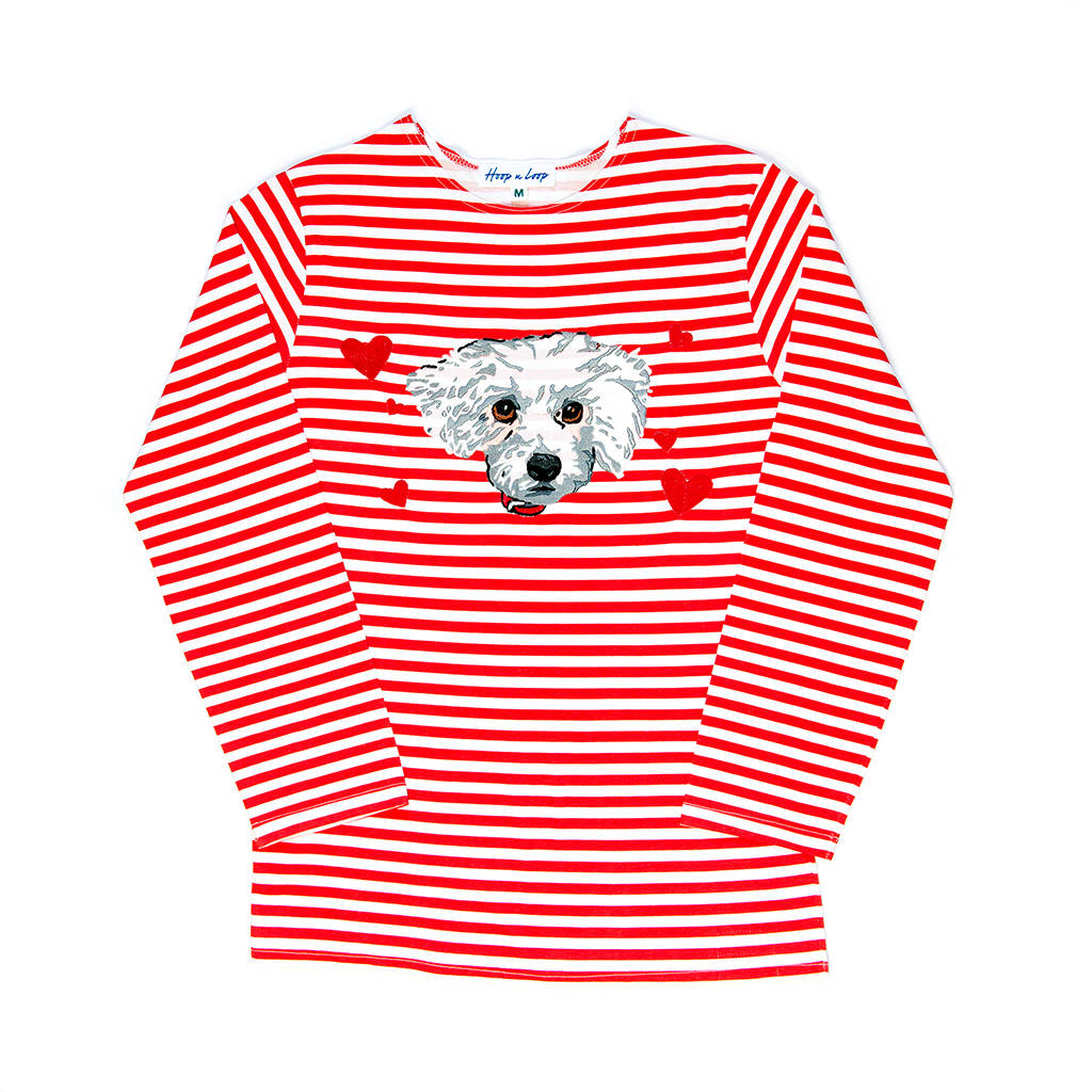 Personalised Pet Embroidered Long Sleeve Stripy T Shirt By HOOP N LOOP