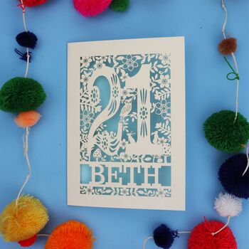 Personalised 21st Birthday Card Papercut Woodland Design, 3 of 10