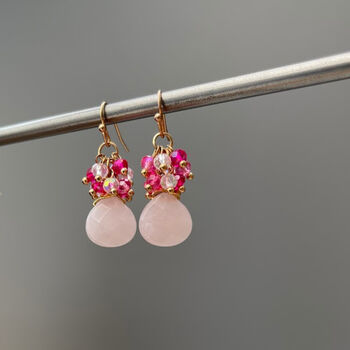 Rose Quartz And Crystal Earrings, 5 of 6