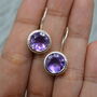 Amethyst Earrings: Sterling Silver, February Birthstone, thumbnail 1 of 5