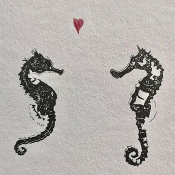 Seahorse Handprinted Greeting Card, 2 of 3
