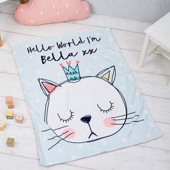 Children's Personalised Cat Print Snuggle Blanket, 3 of 4
