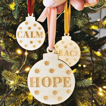 Set Of Three Christmas Wooden Hanging Decorations, 7 of 8