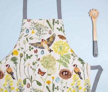 Goldfinch And Buttercup Floral And Bird Apron, 2 of 4