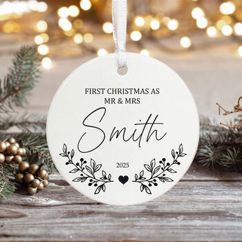 Personalised First Christmas Bauble For Newlyweds Keepsake Gift, 3 of 4