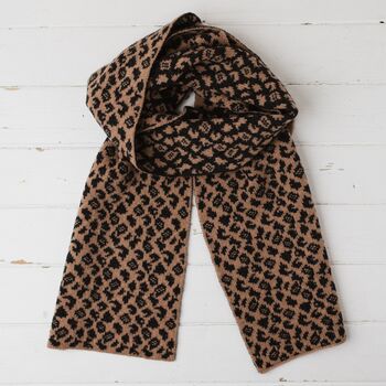 Leopard Lambswool Reversible Scarf, 3 of 12