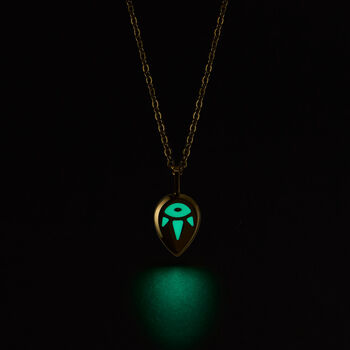 Turquoise Serene Mint Green Glowing Pendant Necklace With Uv Keyring Torch, 5 of 10