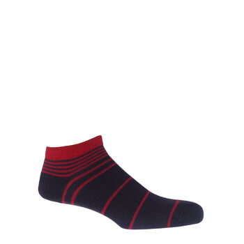 Retro Stripe Burgundy And Cube Black Men's Trainer Socks, 5 of 5