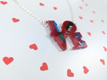 Love Necklace Acrylic Love Art Pendant Silver Plated, 7 of 10