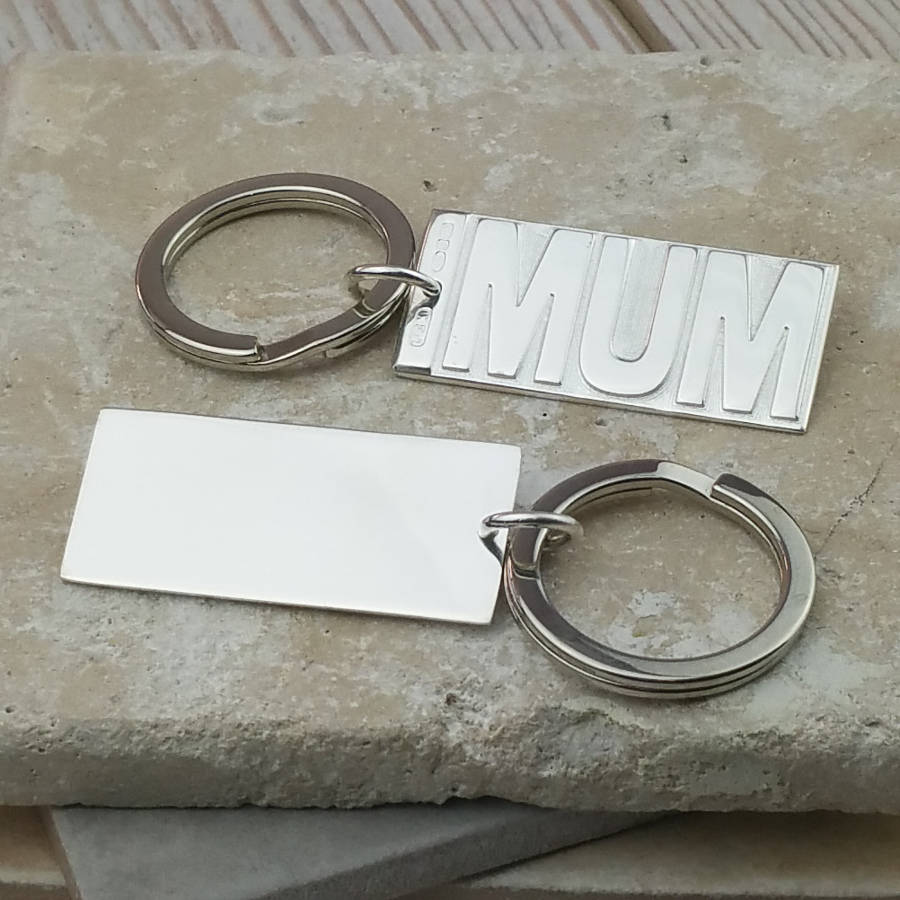 Image of Sterling Silver Mum Embossed Keyring