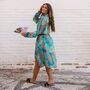 'Ella' Buttoned Turquoise And Pink Paisley Shirt Dress, thumbnail 3 of 7