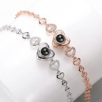 Personalised Stylish Heart Zircon Hidden Photo Bracelet, 6 of 6