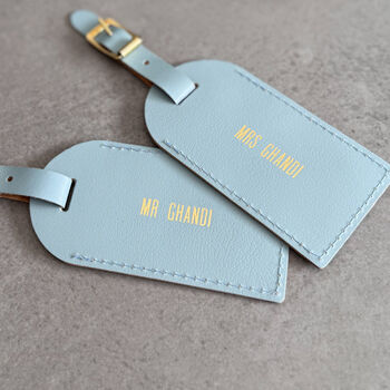 Something Blue Leather Wedding Luggage Tag, 2 of 7