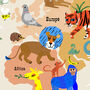 World Map Giclee Print Of Creatures Great And Small, thumbnail 9 of 12