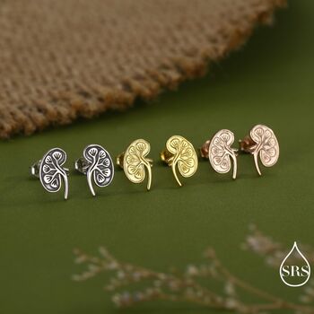 Anatomical Kidney Stud Earrings In Sterling Silver, 7 of 12