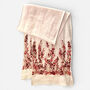 Hand Embroidered 100% Linen Scarf In Light Pink Meadow Floral, thumbnail 2 of 7